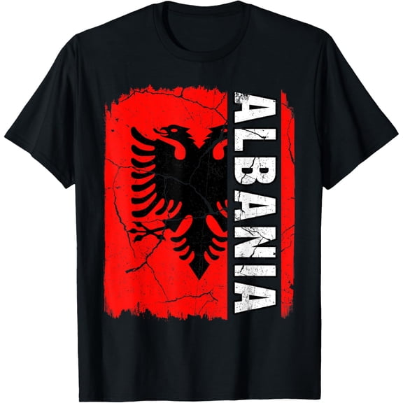 Vintage Albanian Flag Albania Pride Roots Heritage Gift T-Shirt mens t shirt，black，women，funny，misfits，men，journey，t-shirt
