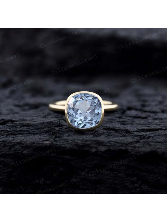 Vintage Alexandrite Bridal Wedding Ring Blue Gemstone Bezel Setting Solitaire Ring Statement Ring Mother's Day Gift Ring