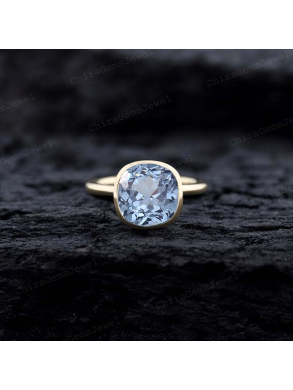 Vintage Alexandrite Bridal Wedding Ring Blue Gemstone Bezel Setting Solitaire Ring Statement Ring Mother's Day Gift Ring