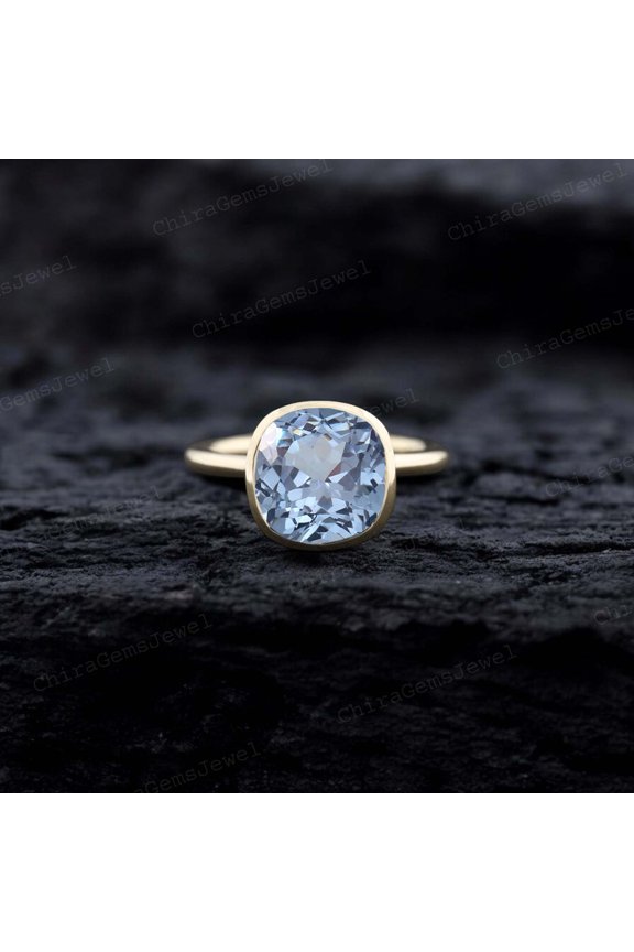 Vintage Alexandrite Bridal Wedding Ring Blue Gemstone Bezel Setting Solitaire Ring Statement Ring Mother's Day Gift Ring
