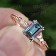 thumbnail image 1 of Vintage Alexandrite Ring 925 Sterling Silver Minimalist Halo Ring Anniversary Gift For Women Elegant Dainty Ring Emerald Cut Gemstone Ring, 1 of 5