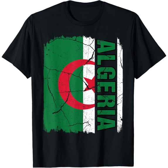 Vintage Algerian Flag Algeria Pride Roots Heritage Gift T-Shirt mens t shirt，black，women，funny，misfits，men，journey，t-shirt