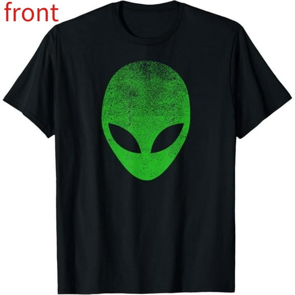 Vintage Alien Head Graphic Tee,Soft Comfort Short Sleeve T-Shirt, Casual Crew neck Tops,Funny,cotton,black,S-5XL
