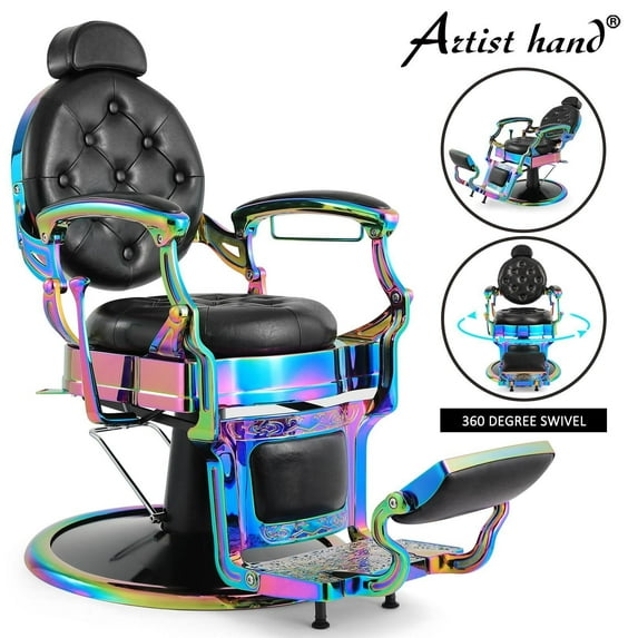 Vintage All Purpose Heavy Duty Barber Chair Reclining Hydraulic Beauty Salon Spa Hair Styling Equipment(Black & Laser)