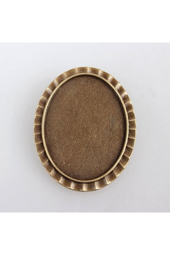 Vintage Alloy Brooch Cabochon Bezel Settings with Iron Pin Brooch Back Bar Findings Oval Bronze Tray: 40x30mm 48x38x2mm Pin: 0.6mm