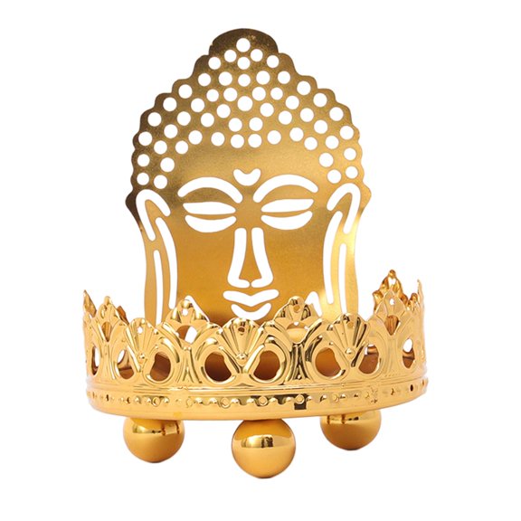 Vintage Alloy Hollow Carved Candle Holder Buddha Ghee Lamp Holder Decoration Crafts Buddhist Supplies Golden Buddha C