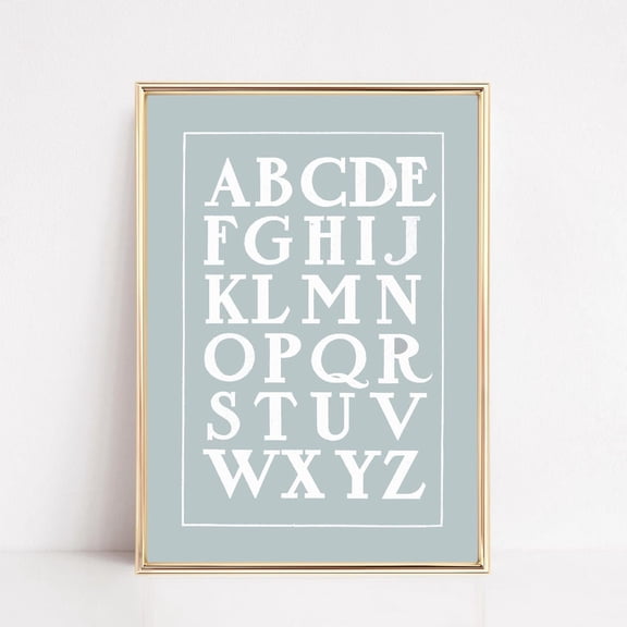 Vintage Alphabet Poster, Abc Print, Vintage Nursery Decor, Blue Nursery Wall Art, Cute Kids Room Decor, Print Wall Art UNFRAMED PAPER POSTER, Home Decor, Vintage Gift, Living Room Dercor