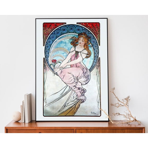 Vintage Alphonse Mucha Print, Woman Art Nouveau Wall Art, French Decor Wall Art, Modern Wall Decor, 8x12 UNFRAMED