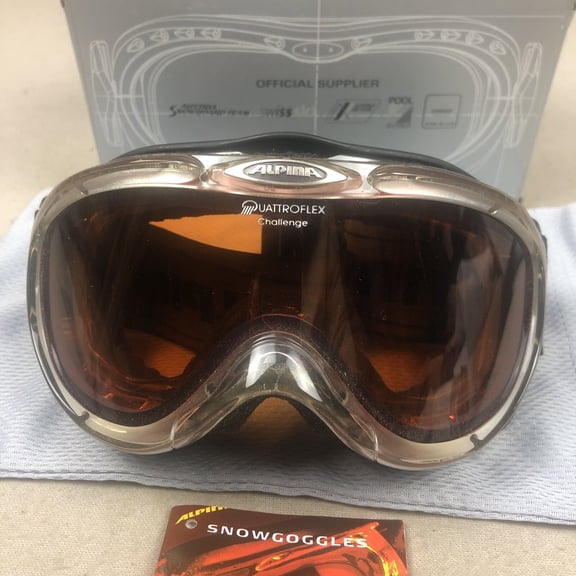 Vintage Alpina Challenge Snowboard Ski Goggles Germany Quattroflex Clear NEW