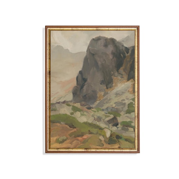 Vintage Alpine Mountain Art Print Poster Earth Tone Landscape, Size 8x12 UNFFRAMED F03.1.7l924