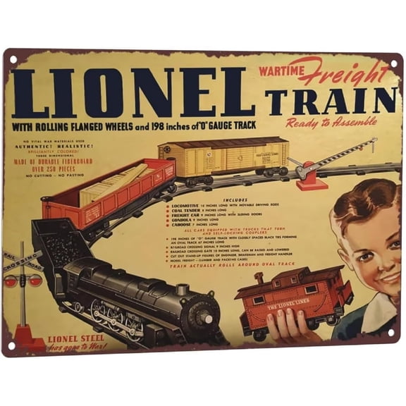 Vintage Aluminum Retro New Tin Sign 1942 Lionels Wartime Freight Train Vintage Metal Sign 8 X 12 Inch Decor Iron Painting Metal Wall Decor