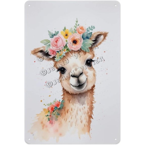 Vintage Aluminum Sign 12 x 16 Inches, Cute Alpaca Sign, For Living Room, Bedroom, or Home Decor, Gift For Animal Lovers and Home Decor Decor