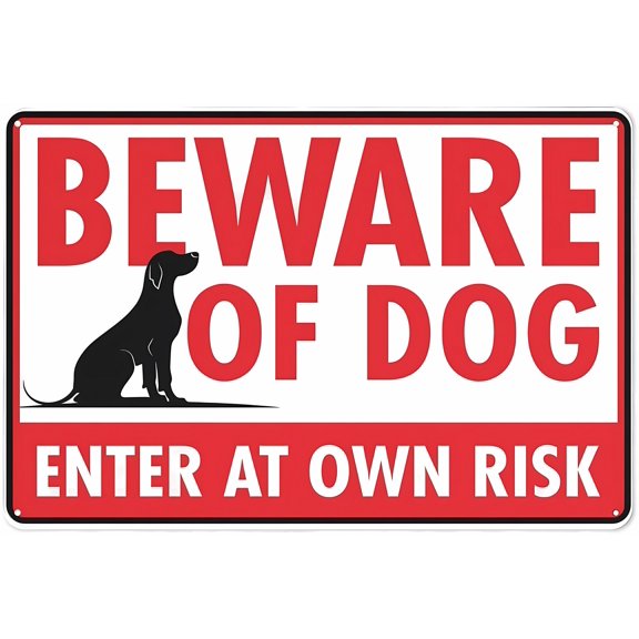 Vintage Aluminum Sign Beware Of Dog Enter At Own Risk 8"x12" - Rust Free Easy To Read Sturdy - Outdoor Metal Sign for Home Farm Yard