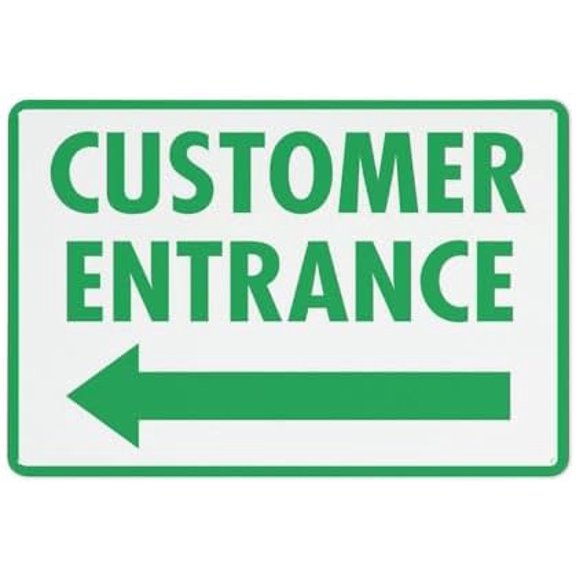 Vintage Aluminum Sign Customer Entrance Left Arrow 12X8 Inches Metal Aluminum Signs Weather Resistant Weatherproof Indoor Or Outdoor