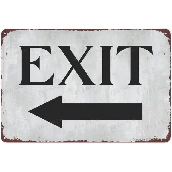 Vintage Aluminum Sign Exit Left Arrow Sign Aluminum Metal 12"X8" Aluminum Warning Signs For Property Business Yard House Office