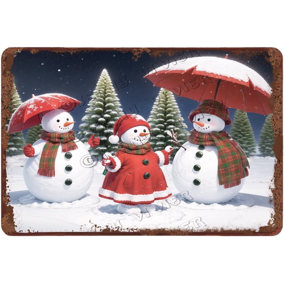 Vintage Aluminum Sign Funny Metal Sign Snowman Outdoor Decoration Snowman Christmas Yard Decorations Holiday Indoor Outdoor Party Garden Yard Decoration 12"x8"