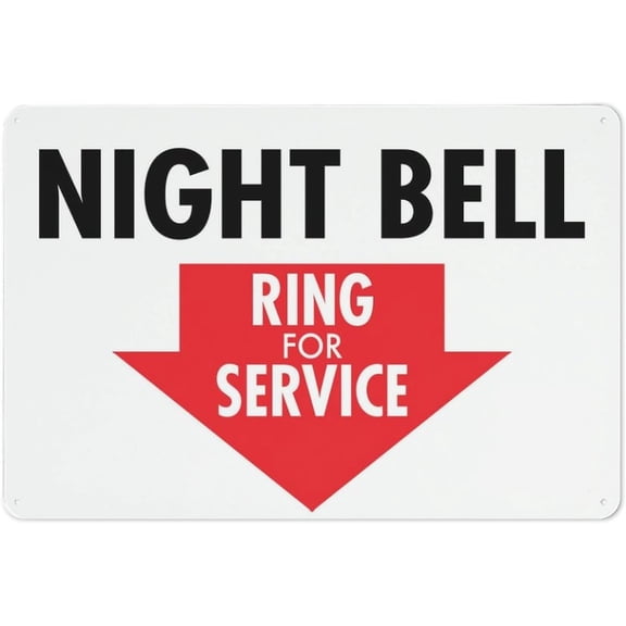 Vintage Aluminum Sign Night Bell Ring For Service 8X12 Inch Rust Free Aluminum Easy To Read & Sturdy Keep Out Outdoor Metal Signs For Home Farm Yard