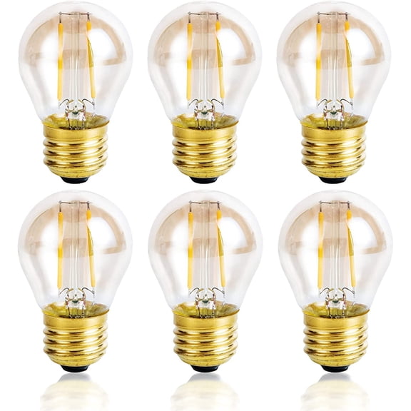 Vintage Amber Light Bulbs 25 watt Equivalent Dimmable E26 LED Bulb 2500K Warm Light, 2W LED Globe Edison Decorative Light Bulb, 6 Pack