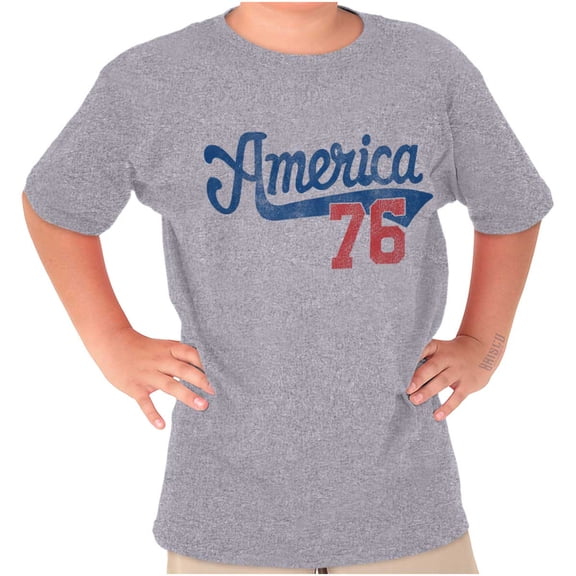 Vintage America 76 USA Patriot Crewneck T Shirts Boy Girl Teen Brisco Brands S