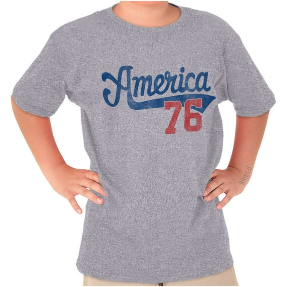 Vintage America 76 USA Patriot Crewneck T Shirts Boy Girl Teen Brisco Brands XS