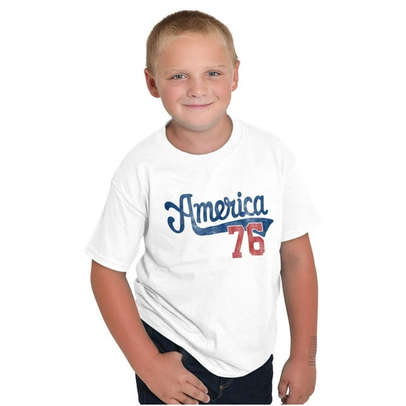 Vintage America 76 USA Patriot Crewneck T Shirts Boy Girl Teen Brisco Brands X