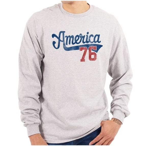 Vintage America 76 USA Patriot Long Sleeve TShirt Men Women Brisco Brands S