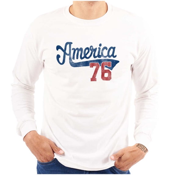Vintage America 76 USA Patriot Plus Size Long Sleeve Graphic Tee Shirt Brisco Brands 2X