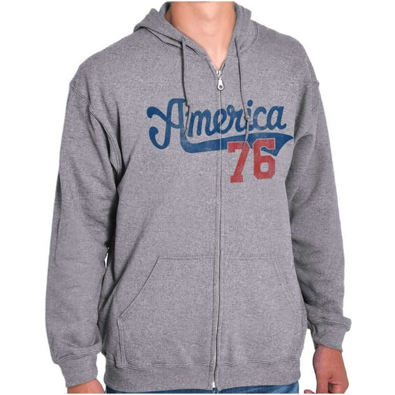 Vintage America 76 USA Patriot Zip Up Hoodie Men's Women's Brisco Brands S