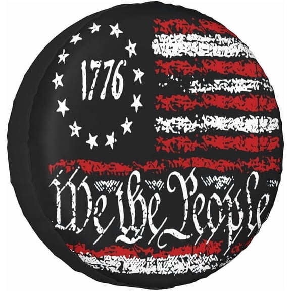 Vintage America American Flag Spare Tire Cover Weatherproof Wheel Protectors Dust-Proof Sun Protection Wheel Tire Covers Universal Fit for Truck SUV RV Camper Trailer Car Accessories
