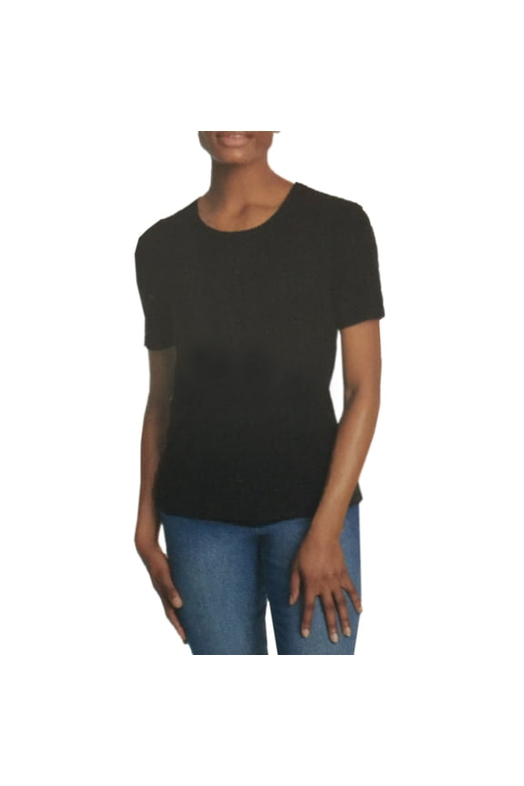 Ladies' Slub Ribbed Tee (Black, L)