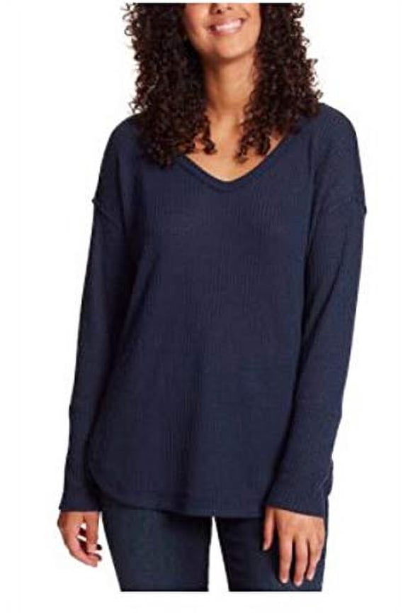 Ladies Thermal Knit Top (Navy Blazer, X-Small)