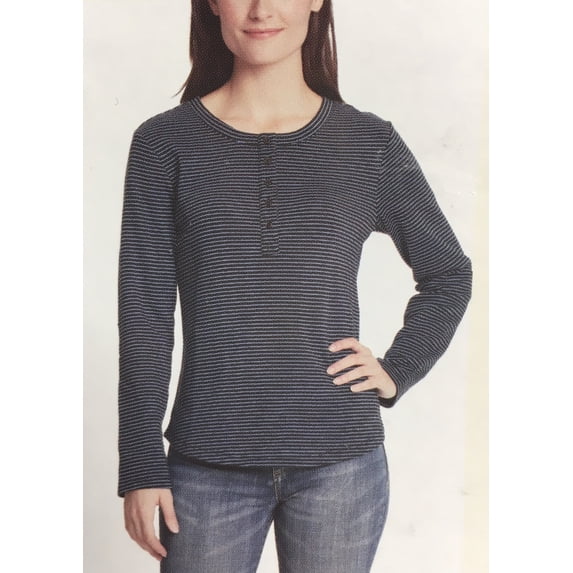 Vintage America Women's Blouse, Black/Quiet Harbor Stripe XL - NEW