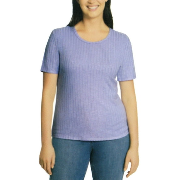 Vintage America Women's Crew Neck Slub Ribbed Tee Blue Medium