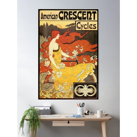 Vintage American Art Nouveau Bicycles Ad Poster Wall Art, Modern Wall Decor For Living Room Bedroom, 16x24 UNFRAMED