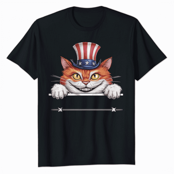 Vintage American Cat 4th of July Tee Retro Independence Day T-Shirt