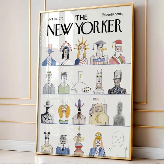 Vintage American Characters Cartoon Print Fun New Yorker Poster Retro 1975 Cover Art Pop Culture Wall Decor Wall Hanging Poster