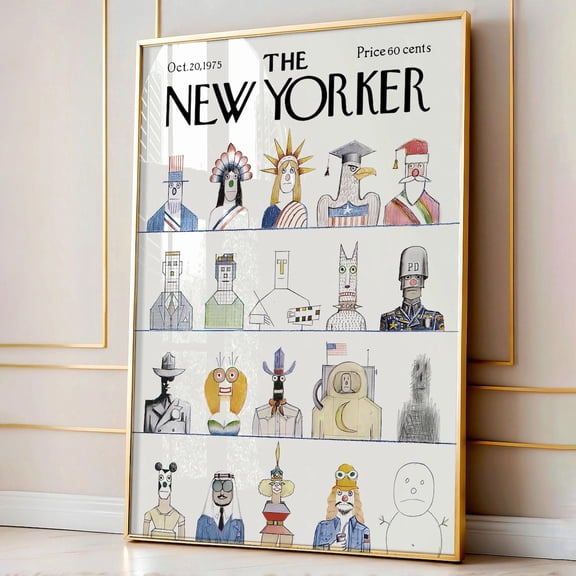 Vintage American Characters Cartoon Print, Fun New Yorker Poster, Retro 1975 Cover Art, Pop Culture Wall Decor, Wall Hanging UNFRAMED Poster, 8x12