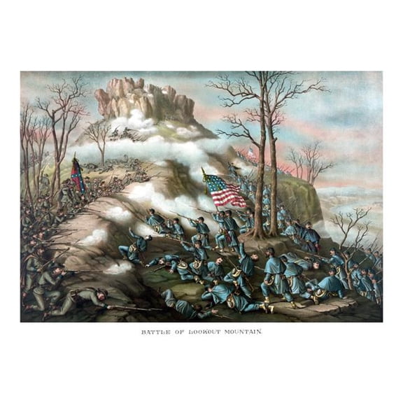 Vintage American Civil War Print of The Battle of Lookout Mountain - 16 x 12