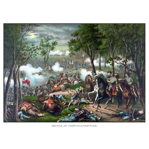 Vintage American Civil War print featuring The Battle of Chancellorsville Canvas Art - John ParrotStocktrek Images (33 x 25)