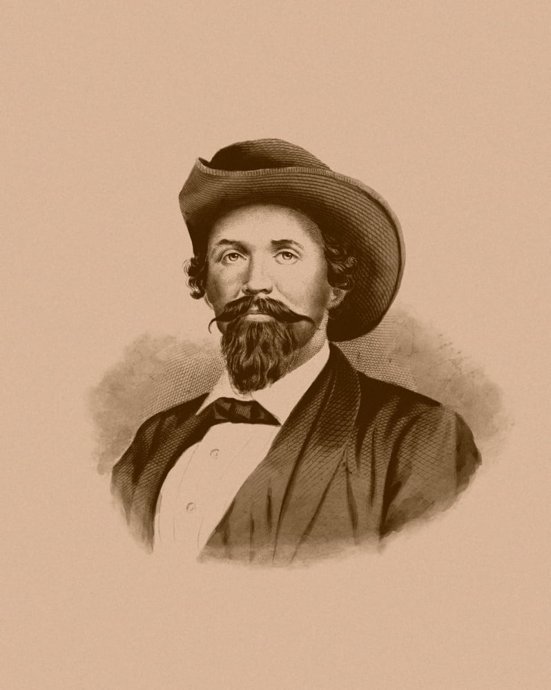 Vintage American Civil War print of Confederate General John Hunt Morgan Canvas Art - John ParrotStocktrek Images (25 x 32)
