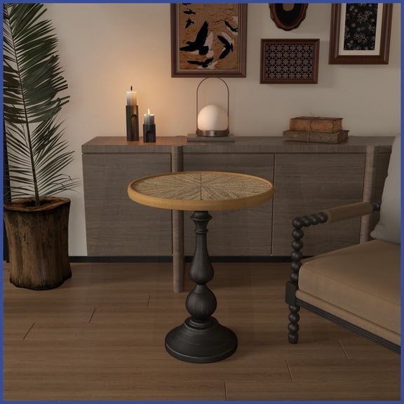 Vintage American Country Round Coffee Table for Living Room, Space-Saving & Easy to Clean