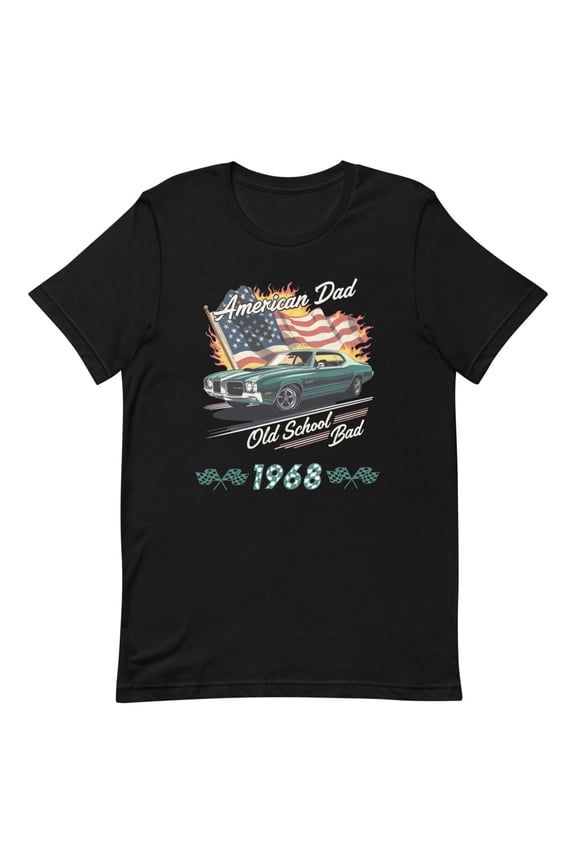 Vintage American Dad 1968 Old School,Muscle Car Graphic Shirt, Birthyear Tee (4XL)