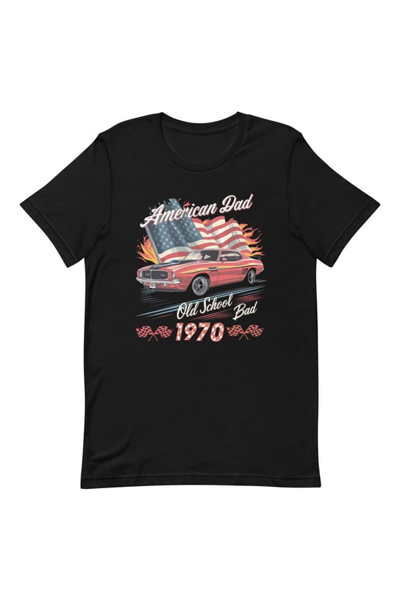 Vintage American Dad 1970 Old School,Muscle Car Graphic Shirt, Birthyear Tee (3XL)