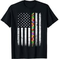 thumbnail image 1 of Vintage American Flag Autism Awareness Puzzle Support T-Shirt, 1 of 4