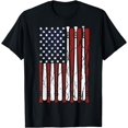 thumbnail image 1 of Vintage American Flag Baseball Men Boys Apparel Dad 4th July T-Shirt, 1 of 4