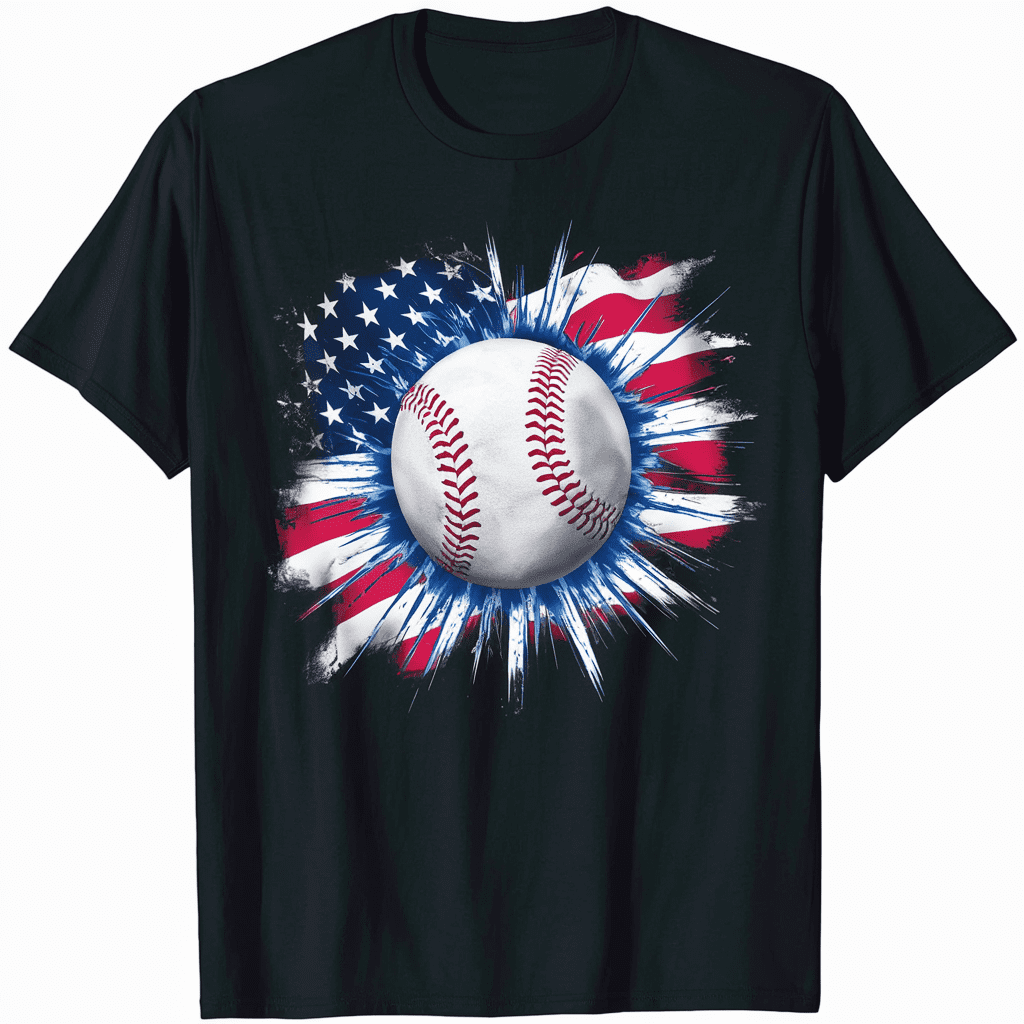 Vintage American Flag Baseball TShirt Men Women Retro USA Tee