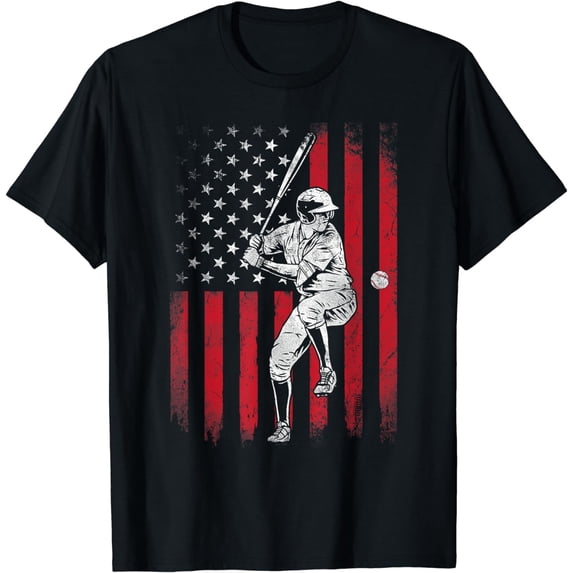 Vintage American Flag Baseball Team for Men Boys Girls Women T-Shirt