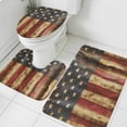 thumbnail image 1 of Vintage American Flag Bathroom Rugs Set USA Patriot Non Slip Absorbent Soft Bath Mats 3 Piece Set with Bathroom Rug, U-Shaped Floor Mat, Toilet Seat Cover Large Size, 1 of 9