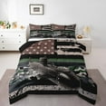 thumbnail image 1 of Vintage American Flag Bedding Full, Camo Aircraft Comforter Set Grunge Retro Stars And Stripes Bedding Sets, Airplane Army Force Theme Duvet Set With 2 Pillow Cases, Black Green, 1 of 6