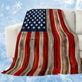 thumbnail image 1 of Vintage American Flag Cooling Blanket, Lightweight Breathable Summer Throw Blanket with Double Sided Cold Effect,Blue Star Red Striped Wooden Picnic Beach Blankets Bed Sheet for Hot Sleepers 30"x40", 1 of 8